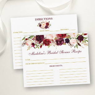 Vrijgezellenfeest Burgundy Floral Gold Recipe Kaar Advieskaart