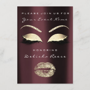 Vrijgezellenfeest Burgundy Maroon Gold Grey Glitte Kaart