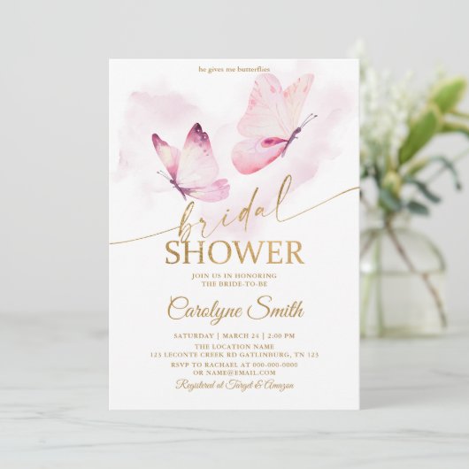 Vrijgezellenfeest Butterfly-uitnodiging Kaart (Staand voorkant)