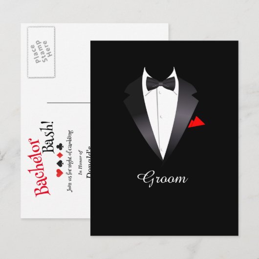 Vrijgezellenfeest Casino Nacht Uitnodiging Briefkaart (Voorkant / Achterkant)