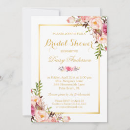 Vrijgezellenfeest Chic Floral Golden Lijst Kaart