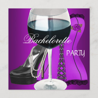 Vrijgezellenfeest Cocktails Magenta Zwarte Corset Kaart