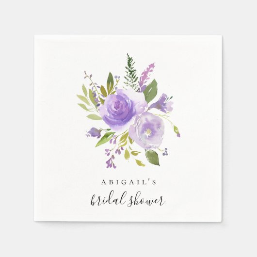 Vrijgezellenfeest Custom servetten Lila Bloemen Wa (Voorkant)