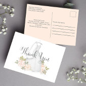 Vrijgezellenfeest dank u kalligrafie trouwjurk briefkaart