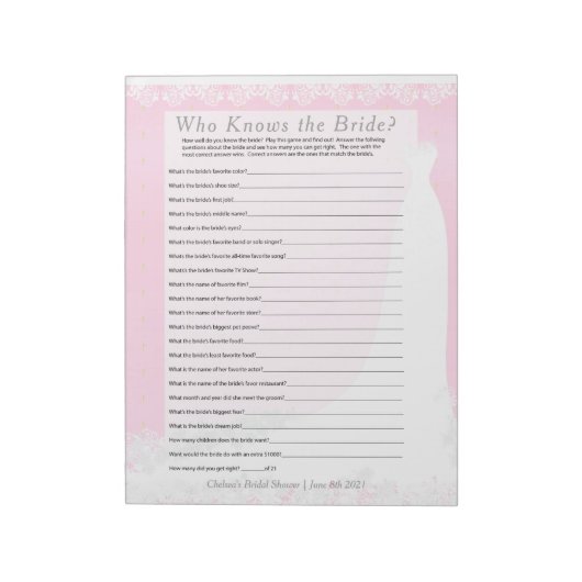 Vrijgezellenfeest dat de Bride Game kent - Roze Notitieblok (Gedraaid)