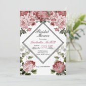 vrijgezellenfeest - Donkerroze Floral Kaart (Staand voorkant)