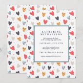 VRIJGEZELLENFEEST | Doodle Hearts Kaart (Voorkant / Achterkant)