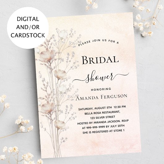 Vrijgezellenfeest Dusty Cream Wildflower Boho Kaart