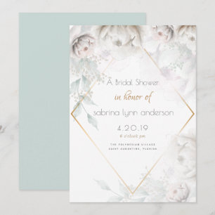 Vrijgezellenfeest   Elegant Alabaster White Peonie Kaart