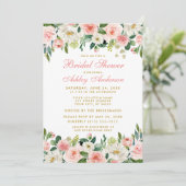 Vrijgezellenfeest Elegant Roze Blush Floral Kaart (Staand voorkant)
