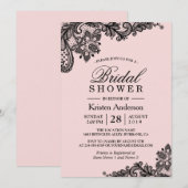 Vrijgezellenfeest | Elegant roze zwarte kant Kaart (Voorkant / Achterkant)