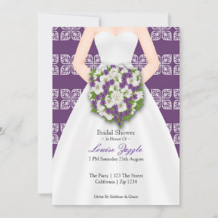 Vrijgezellenfeest Elegant Wedding Dress Purple Flo Kaart