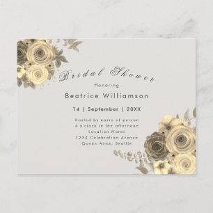 Vrijgezellenfeest Elegant Yellow Rose Grey Uitnodi Briefkaart