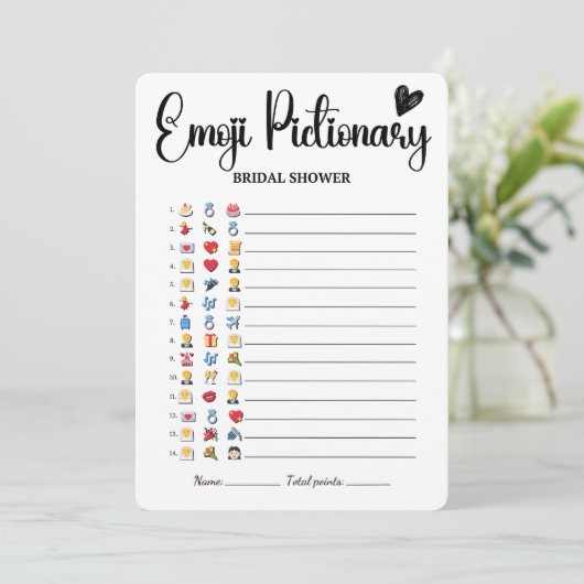 Vrijgezellenfeest Emoji Pictionary Game Elegant Mo Kaart (Staand voorkant)