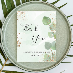 Vrijgezellenfeest eucalyptus glitter dank u briefkaart
