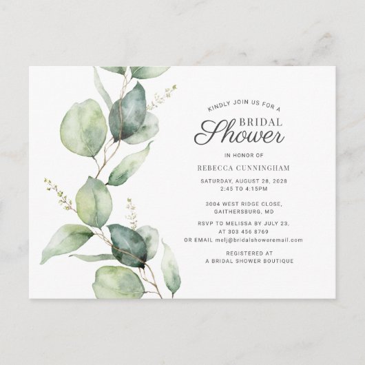 Vrijgezellenfeest Eucalyptus Greenery Script Uitnodiging Briefkaart (Voorkant)