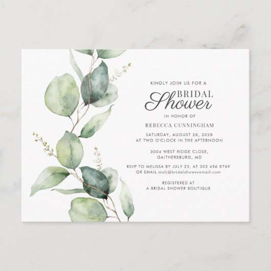 Vrijgezellenfeest Eucalyptus Greenery Script Uitnodiging Briefkaart (Voorkant)