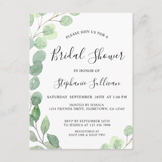 Vrijgezellenfeest Eucalyptus Invitation Briefkaart (Voorkant)