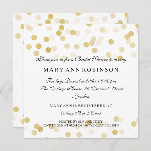 Vrijgezellenfeest Faux Gold Foil Glitter Lights Kaart (Voorkant / Achterkant)