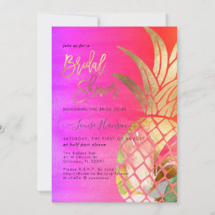 Vrijgezellenfeest, Faux Gold Waterverf Ananas Save The Date