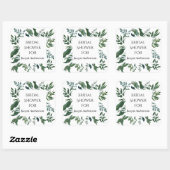 Vrijgezellenfeest Favor Seal Smaragdgroene bosblad Vierkante Sticker (Vel)