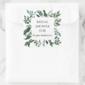 Vrijgezellenfeest Favor Seal Smaragdgroene bosblad Vierkante Sticker (Tas)