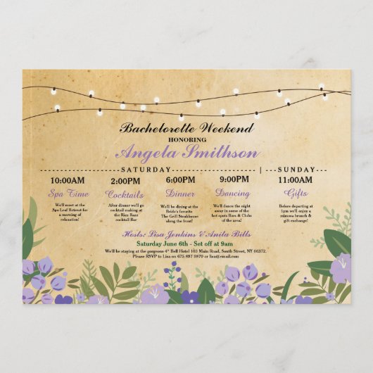 vrijgezellenfeest Floral Itinerary Bachelorette In Programma (Voorkant)