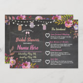 vrijgezellenfeest Floral Jars Pink Itinerary Chalk Programma (Voorkant / Achterkant)