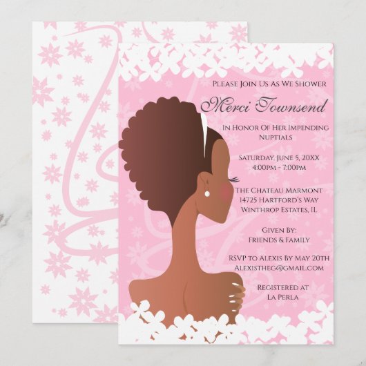 Vrijgezellenfeest Floral Pink Kaart (Voorkant / Achterkant)