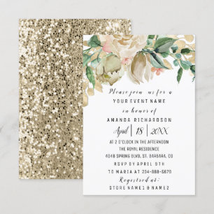 Vrijgezellenfeest Flower Brunch Greenery White Gli Kaart
