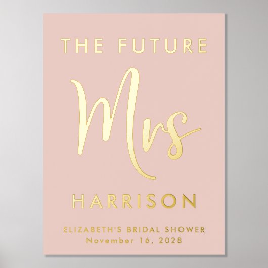 Vrijgezellenfeest Future Mrs Blush Pink Folie Afdrukken (Voorkant)