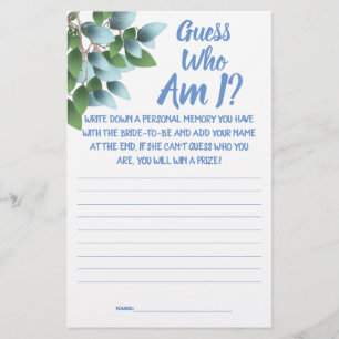 Vrijgezellenfeest game card Raad eens wie ik ben? Flyer