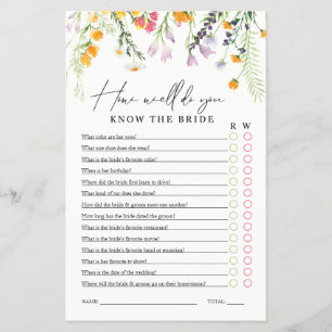 Vrijgezellenfeest Game kent de bride Wildbloemen f Flyer