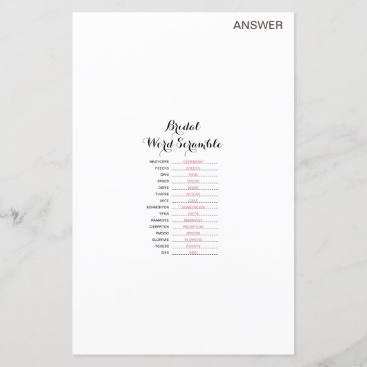 Vrijgezellenfeest game - Word Scramble (Achterkant)