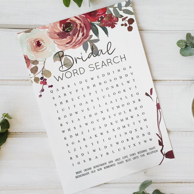 Vrijgezellenfeest game Word Search Red Blush Rozen (Creator heeft geüpload)