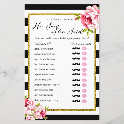 Vrijgezellenfeest Game zei dat ze zei: (Voorkant)