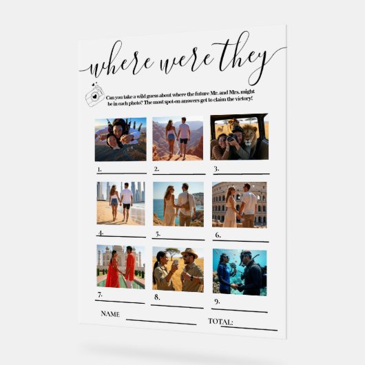 Vrijgezellenfeest Games WAAR ZE WAREN Acryl Bord (Hoek)