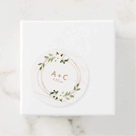 Vrijgezellenfeest Geometric Greenery Wreath Bedankjes Labels (In situ)