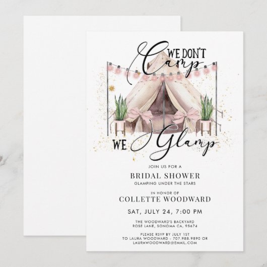 Vrijgezellenfeest Glamping Party Kaart (Voorkant / Achterkant)