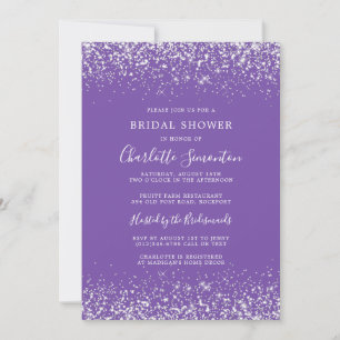 Vrijgezellenfeest Glitter Silver Royal Paars Kaart