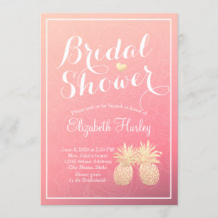 Vrijgezellenfeest Gold Foil Pineappel Pink Couple  Kaart