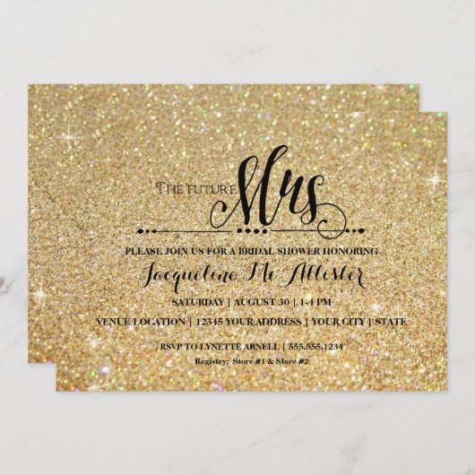 Vrijgezellenfeest Gold Glitter Future Mrs Modern F Kaart (Voorkant / Achterkant)