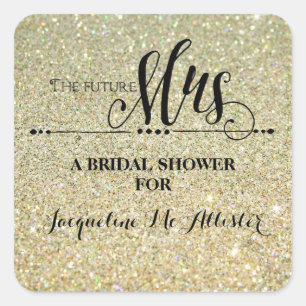 Vrijgezellenfeest Gold Glitter Future Mrs Modern F Vierkante Sticker