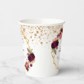 Vrijgezellenfeest goudbruine bruinbloemigen glitte papieren bekers (Links)