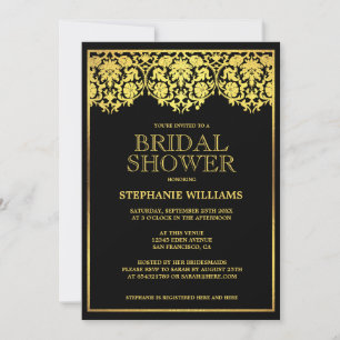 Vrijgezellenfeest gouden art deco damask kaart
