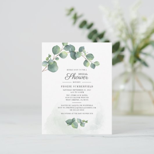 Vrijgezellenfeest Greenery Eucalyptus Waterverf Uitnodiging Briefkaart (Staand voorkant)