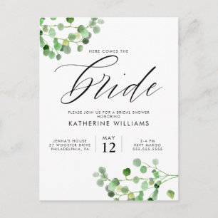 VRIJGEZELLENFEEST   Groene Waterverf Floral Briefk Briefkaart