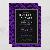 VRIJGEZELLENFEEST | Halloween Paars Bat Pattern Kaart (Voorkant / Achterkant)