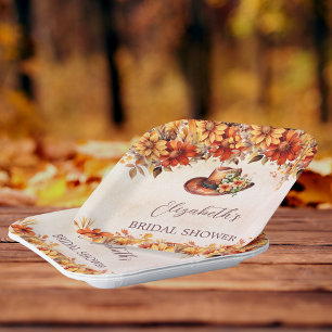 Vrijgezellenfeest herfst sinaasappel bloemen cowgi papieren bordje