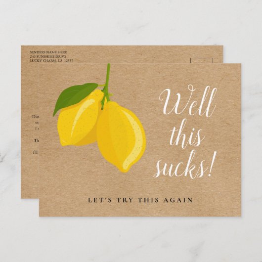 Vrijgezellenfeest Het Datumscript wijzigen Lemons  Aankondigingskaart (Voorkant / Achterkant)